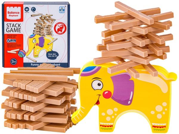 Edukacyjna gra zręcznościowa "Stack Game", Zbuduj wieżę, Układanka, Klocki + Słoń